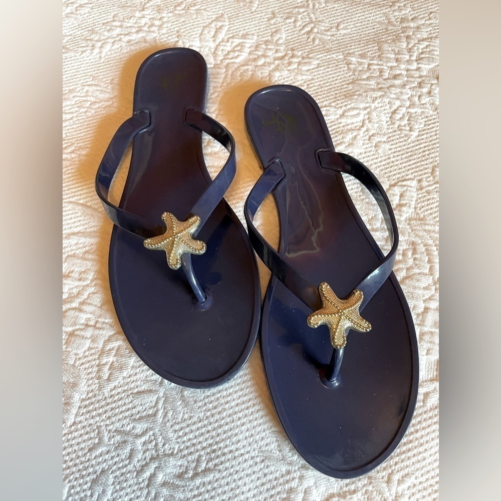 Blue flip flops with starfish